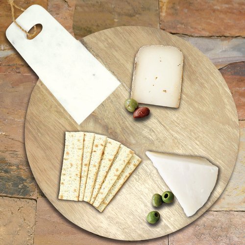 Sassafras Round Mango Wood & White Marble Cheese & Bread Board