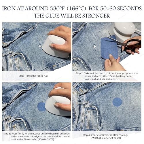 Image of Iron-on Repair Patch 20 Pcs Pack,Denim Patches for Jeans Kit 3 inch by 4-1 /4 inch, 100% Cotton Denim Iron-on Repair Patch,Jeans and Clothing Repair and Decoration Kit (Five Color)