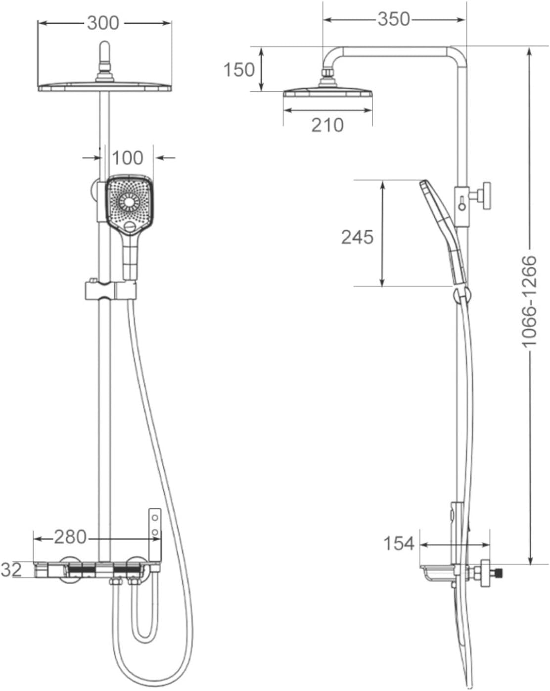 降雨シャワーヘッドとハンドヘルドコンボLEDデジタルディスプレイ