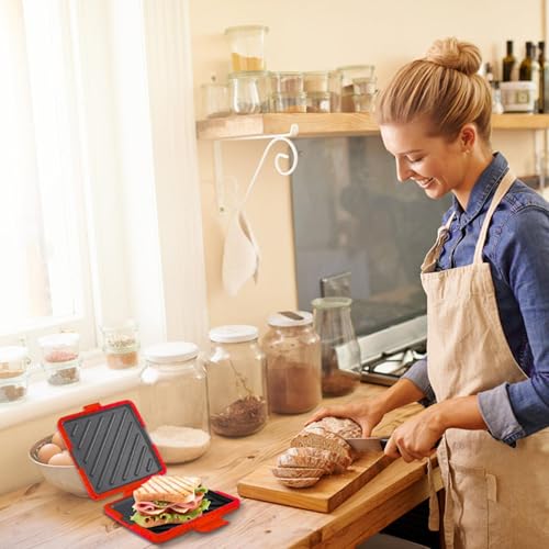 Sandwichpress,Antiaanbak Hittebestendig Draagbaar Kookapparaat - Magnetron Kaas Toaster Toastie Press Pan,Voor Quesadilla Snacks Voedselbereiding Thuis Appartement Studentenkamer Keuken - Image 7