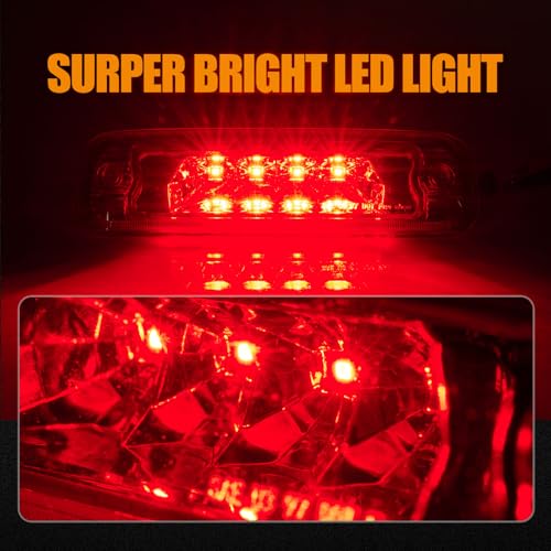 Image of Third 3rd Brake Light LED for Jeep Cherokee 1997 1998 1999 2000 2001, High Mount Rear Brake Lights Assembly for 97-01 Jeep Cherokee, Waterproof Center Cab Lamp Stop Light (Red)
