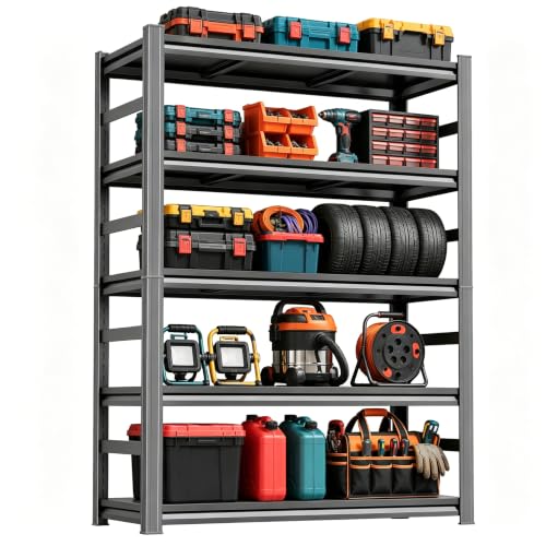 PRESTELION Garage Shelving Storage Shelves 3000LBS Heavy Duty Metal Shelving Unit 5 Tier A