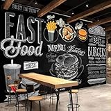 Arte Pintado A Mano Patatas Fritas Muslos Hamburguesa Comida Rápida 3D Papel Pintado Pared Premium Textura Seda Estudio Comedor Vinilos Dormitorio Sofás TV Cocina-400cm×280cm