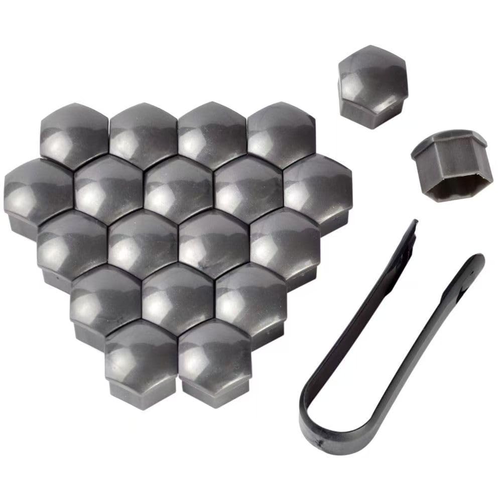 YBZYBSV 20 Pcs Car Wheel Nut Caps Bolt Covers for MG ZS Hybrid+ 2024-, Wheel Nut Covers Bolt Caps Hub Screw Cover Hexagonal Tire Nut Covers,17mm-Grey