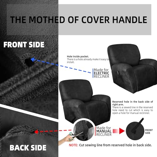 Image of ANARACHON Leather Like Recliner Chair Covers Heavy Duty, 4 Pieces Recliner Cover for Recliner Chair, Leather Cover for Recliner slipcovers Washable for Pets (Dark Grey)