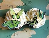 Sugar Robot Inc. Edible Butterflies - Small Green Set of 24 - Cake and Cupcake Toppers, Decoration