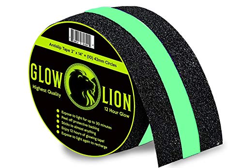 Non-Slip Glow in The Dark Tape | Anti Slip Adhesive Grip for Stairs and Gaffers | 2 Inches Wide by 14 Feet Long | Glow-in-The-Dark