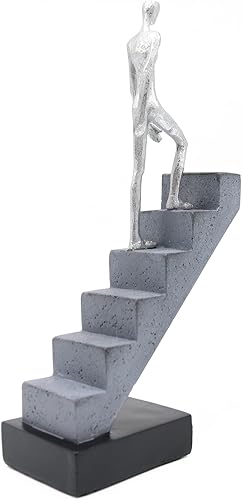 Miniatura 5 de Estatua de escalera y escultura, figuras creativas de escaleras para sala de estar, decoración del hogar, resina, plata