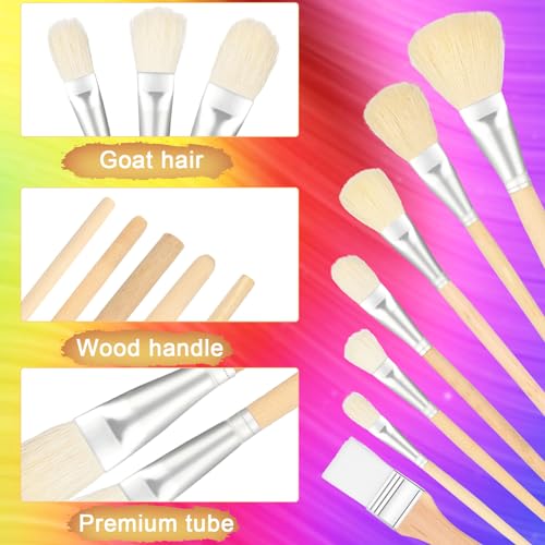 Set de 7 pinceles Mop para pintura acrílica con mango de madera miniatura 3
