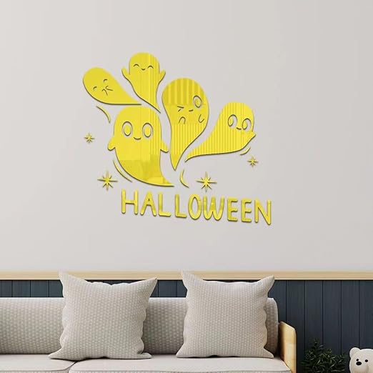 Gold Halloween Style Acrylic Mirror Wall Sticker Decal for