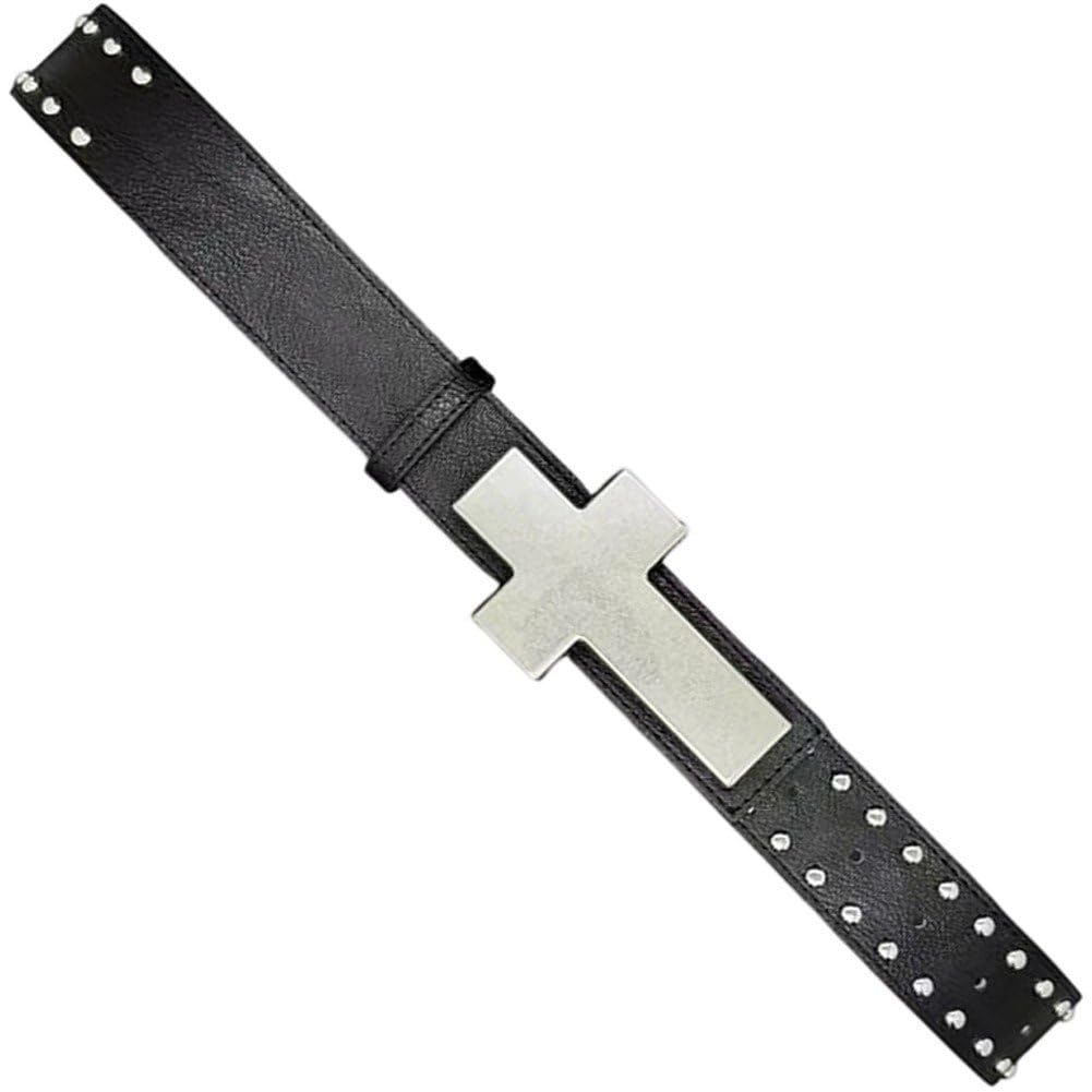 Fituenly Studded Punk Cross Belt, Harajuku Hip Hop Street Waist Belt for Jeans Dresses, Rock Party Music Festival Belt