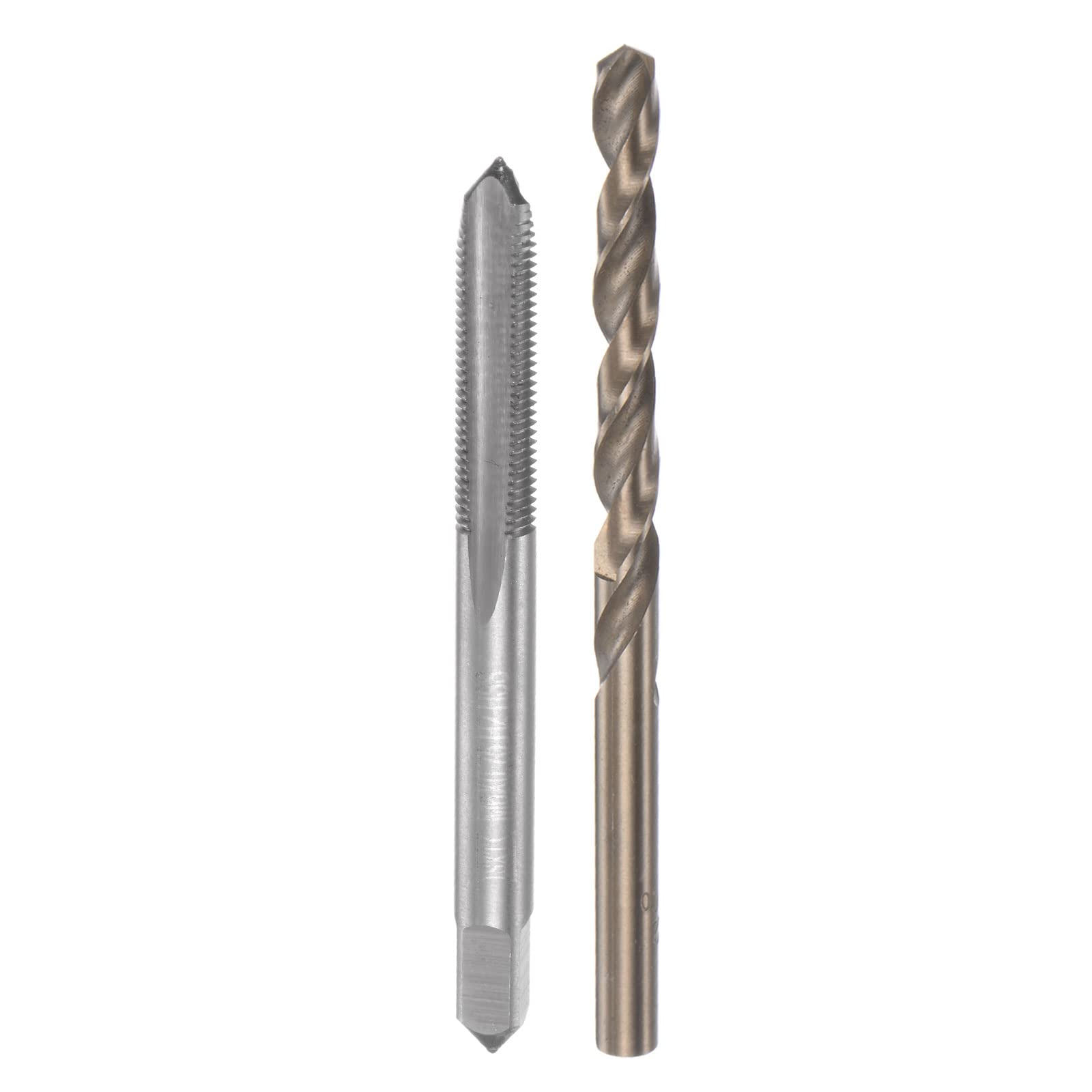 sourcing map Tap & Bit Sets, M6 x 0.75 H2 Straight Flute Machine Thread Milling Tap, 5.2mm M35 Cobalt High Speed Steel (HSS-CO) Twist Drill Bit