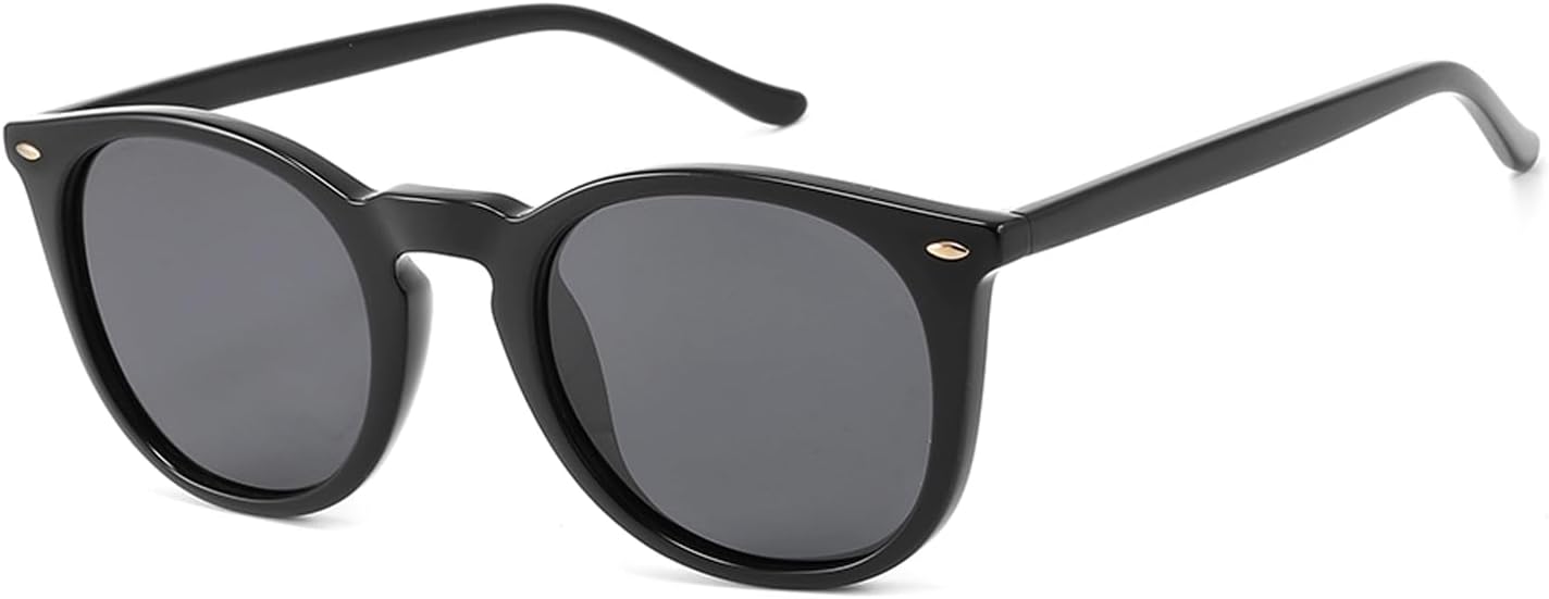 Acetate Round Polarized Sunglasses for Men/Women,UV400 Protection,Retro Fashion Sunglasses (Black Black) - Image 2