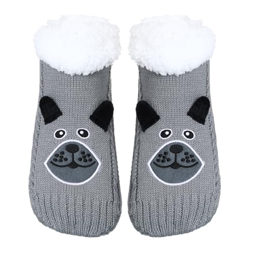 Image of ZYZX Cute Dog Slipper Socks for Women with Grips,Fuzzy Socks Indoor