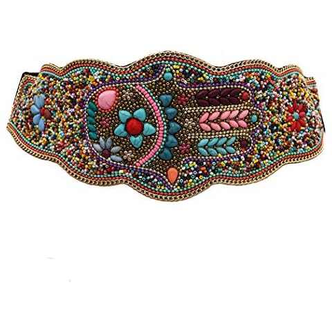 idealway Bohemian Women Belt Ethnic Strech Beaded Adjustable Waist Belly Chain Body Jewelry Cover