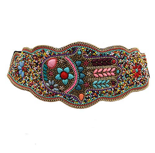 Idealway Bohemian Women Belt Ethnic Strech Beaded Adjustable Waist Belly Chain Body Jewelry #TOP12
