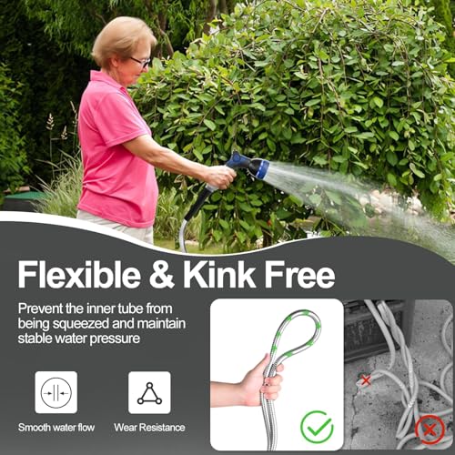 SPECILITE 1/2"x 75FT 304 Stainless Steel Metal Garden Hose with Nozzle by SPECILITE - Used condition - Image 4