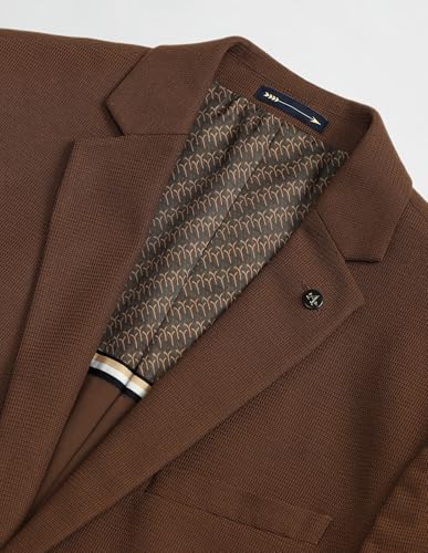 Image of Arrow Knitted Textured Pattern Mens Blazer with Three Pockets and Double-Vented Back Hem Single Breasted Blazer