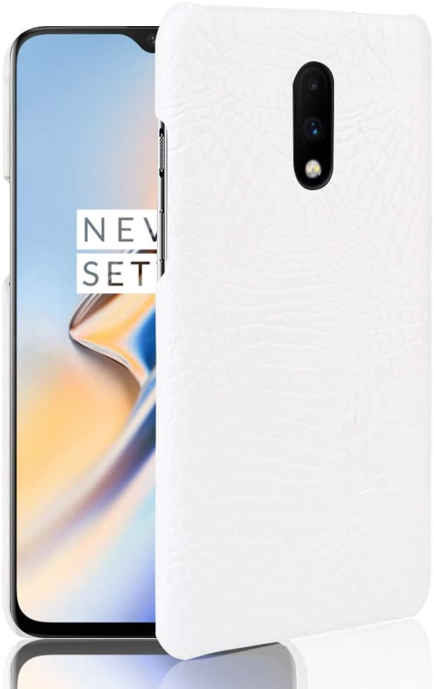 Oneplus 7 Case, Taiaiping [Ultra-Thin] Advanced PU Leather Grain Ultra-Thin Protection Phone Case Back Cover, Ultra-Thin Leather Case for Oneplus 7 (White)