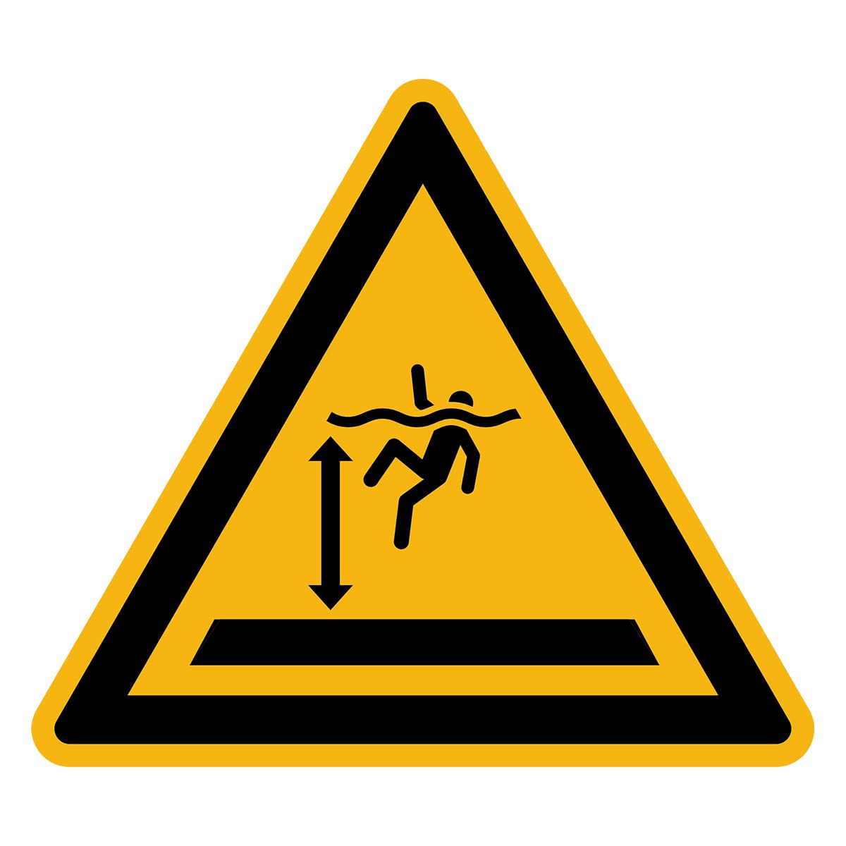 Sticker Danger Warning NF ISO 7010 - Laminated Triangular Signage Adhesive Sticker Water and UV Resistant - Deep Water Hazard - 35x35 cm
