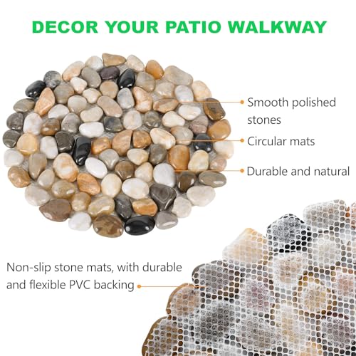 Garden Stepping Stones Outdoor Round River Stone Decorative Nature River rocks for landscaping Outside walkway Patio Yard Garden Pathway (6pcs Pack)