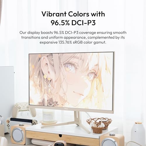 Image of Pixio PX278 Wave Beige 27 inch 180Hz Refresh Rate Quad HD 1440p Resolution Fast IPS Panel 1ms GTG Response Time Built-in Speakers Gaming Monitor with AMD FreeSync
