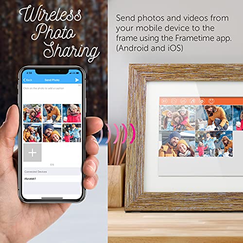 Aluratek 10" Wifi Distressed Wood Digital Photo Frame With Touchscreen And 16Gb Built-In Memory, Usb/Sd/Sdhc Supported, Built-In Clock & Calendar #TOP4