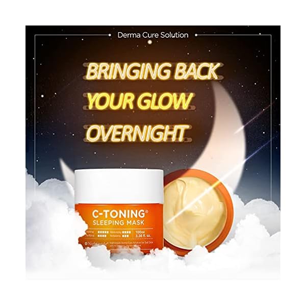 Nightingale-C-Toning-Sleeping-Mask-Pack-Korean-Skincare-Overnight-Facial-Mask-Moisturizer-with-Vitamin-C-10-Kinds-of-Vitamins-Hyaluronic-Acid-338-Fl-Oz Nightingale C Toning Sleeping Mask, Overnight face Mask For Face, Vitamin C + Niacinamide +AHA, BHA, PHA+ Hyaluronic Acid, Moisturizing & Visibly Brighten, Fragrance free, Korean Skin Care