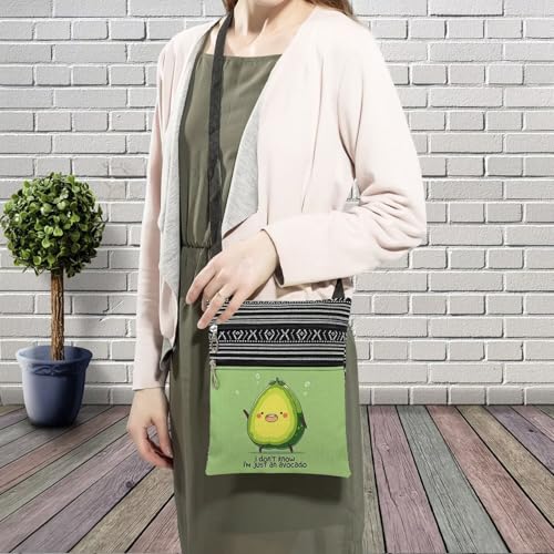 Funny Avocado Messenger Bag Small Ethnic Pattern Printed Adjustable Strap Crossbody Zipper Bag Funny Avocado Phone Bag Wallet Cute Shoulder Handbag for Women -23