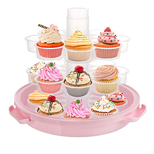 Dicunoy 24 Cupcake Carrier For Transport, Tall Cake Carrier Holder With Handle, 3 Tier Portable Desserts Storage Transporter Container Box With Lid For Pie, Cookies, Christmas, Thanks Giving Day #TOP2