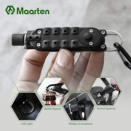 Multitool Screwdriver, 7 in 1 Pocket Multitool, Compact Portable Mini Outdoor Tool, with Bottle Opener, LED Lights, Mountaineering Buckle, Small and Medium Cross Screwdriver and one-Word Screwdriver