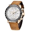 BENYAR Mens Watches Quartz Movement Chronograph Leather Strap Fashion Business Sport Design 30M Waterproof Scratch Resistant Elegant Gifts for Men