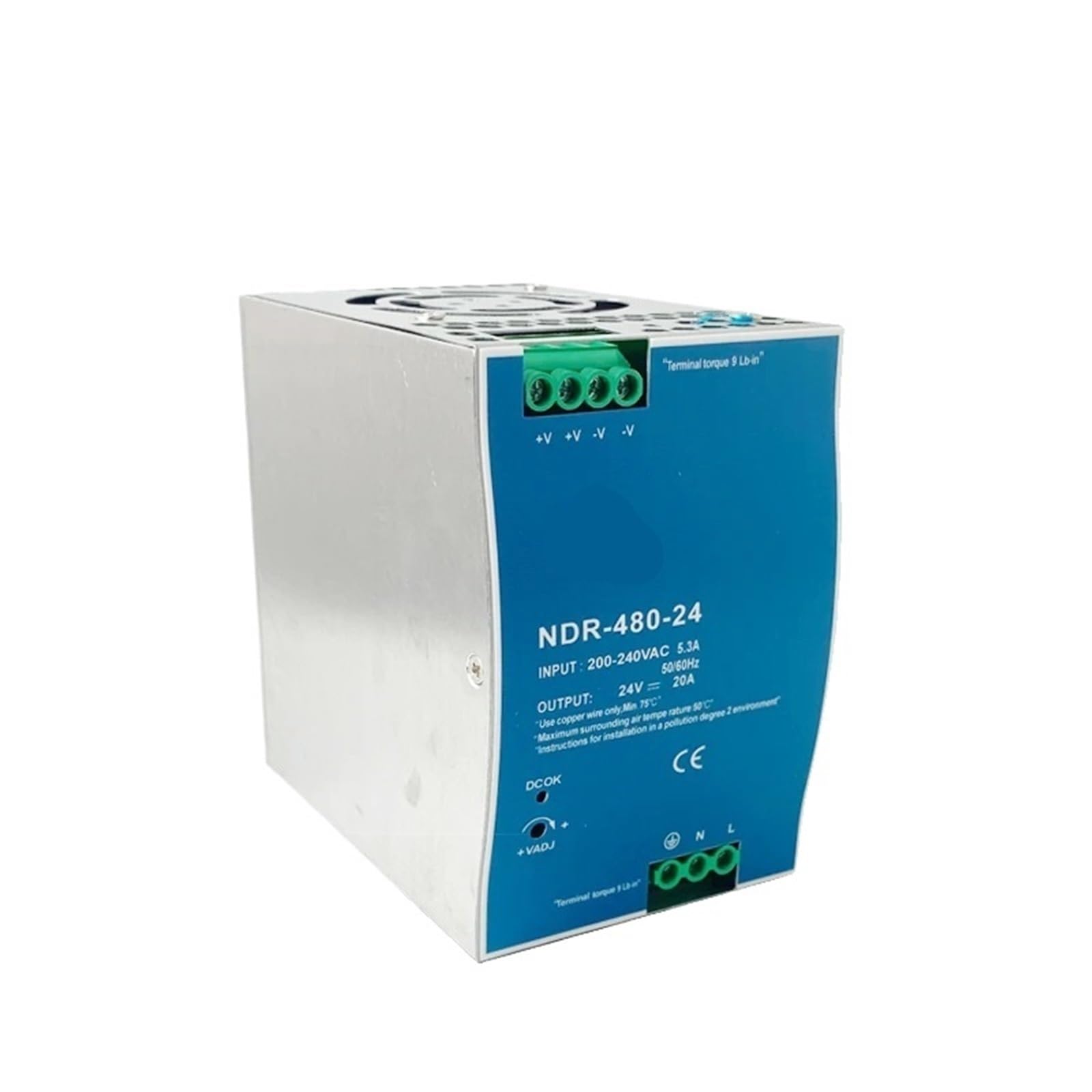 MGIMGFKZD 1pcs 480W Slim Type NDR Series Switch Power Supply Single Output 24V/ 48V AC-DC Industrial DIN Rail Mounted(NDR-480-24)