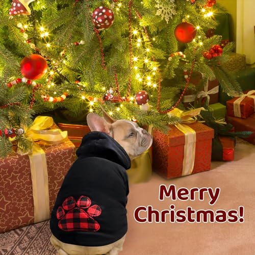 Image of SAWMONG Dog Hoodie,Flannel Pet Hooded Sweater with Hat Puppy Pullover Sweater Shirt,Dog (Black,2XL)
