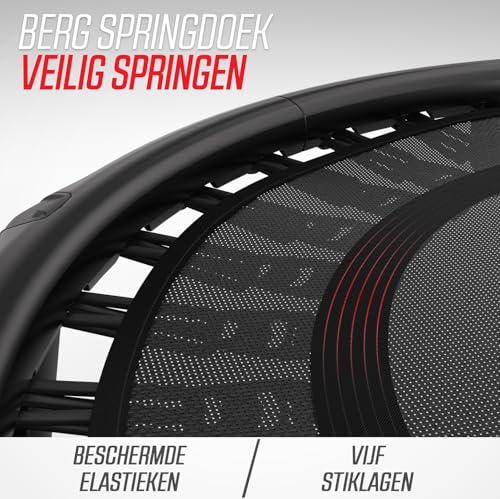 BERG Fitness Trampoline 110 Black | Fitness trampoline voor thuis trainen | Compact ontwerp met inklapbare poten | Instelbare elastieken | Duurzaam en antislip - Afbeelding 5