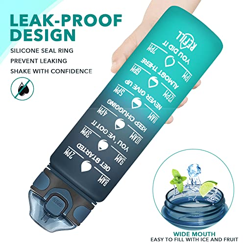 Image of Enerbone 32 oz Water Bottle with Times to Drink and Straw, Motivational Drinking Water Bottles with Carrying Strap, Leakproof BPA & Toxic Free, Ensure You Drink Enough Water for Fitness Gym Outdoor