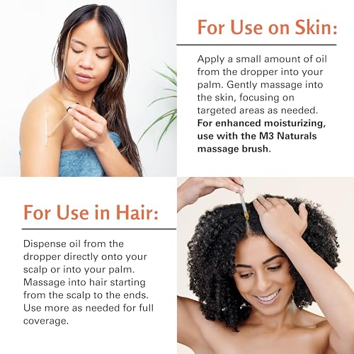M3 Naturals Batana Oil for Hair Growth & Skin – Dr. Sebi 100% Pure, Unrefined & Cold-Pressed from Honduras – For Thicker Hair, Stronger Strands & Smoother Skin – Vegan, Non-GMO – 2 FL OZ