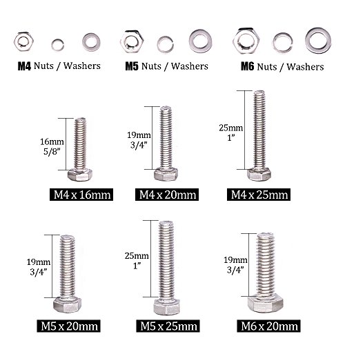 image for Hilitchi 510Pcs M4 / 5/6 Stainless Steel Metric Hex Flat Head Bolts Sc
