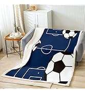 Football Fleece Throw Blanket Twin 60"x80" Kids Soccer Ball Pattern Plush Blanket for Bed Sofa Co...