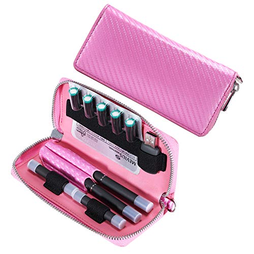 PEDOMUS プルームテック ケース ピンク かわいい Ploom TECH ケース 大容量 高級カーポンレザー ロングタイプ コンパクト