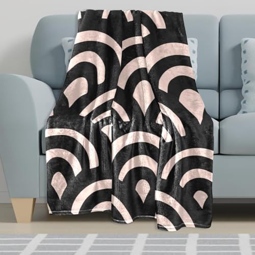 Couverture polaire contre le froid plaid écaille noire doux pour canapés - 6