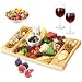 Unique Bamboo Cheese Board, Charcuterie Platter & Serving Tray for Wine, Crackers, Brie and Meat. Large & Thick Wooden Server - Fancy House Warming Gift & Perfect Choice for Gourmets (Bamboo)