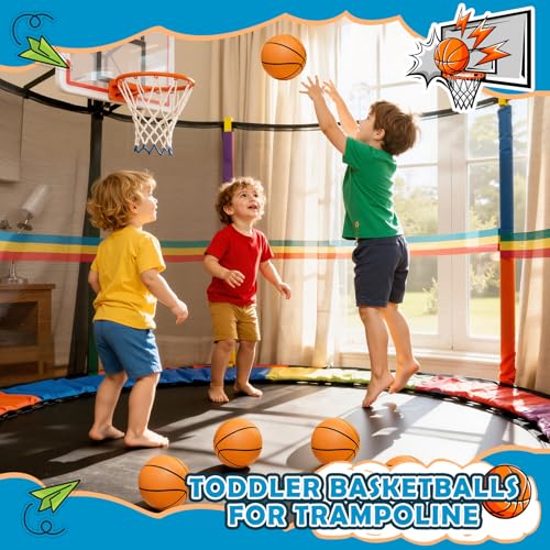 Image of Iyoyo Mini Basketball Set - 5 Pack 6 inch Small Balls with Pump, Over The Door Mini Hoop Replacements, Toy for Toddlers, Kids, Teenagers, Pool, Indoors, Outdoors