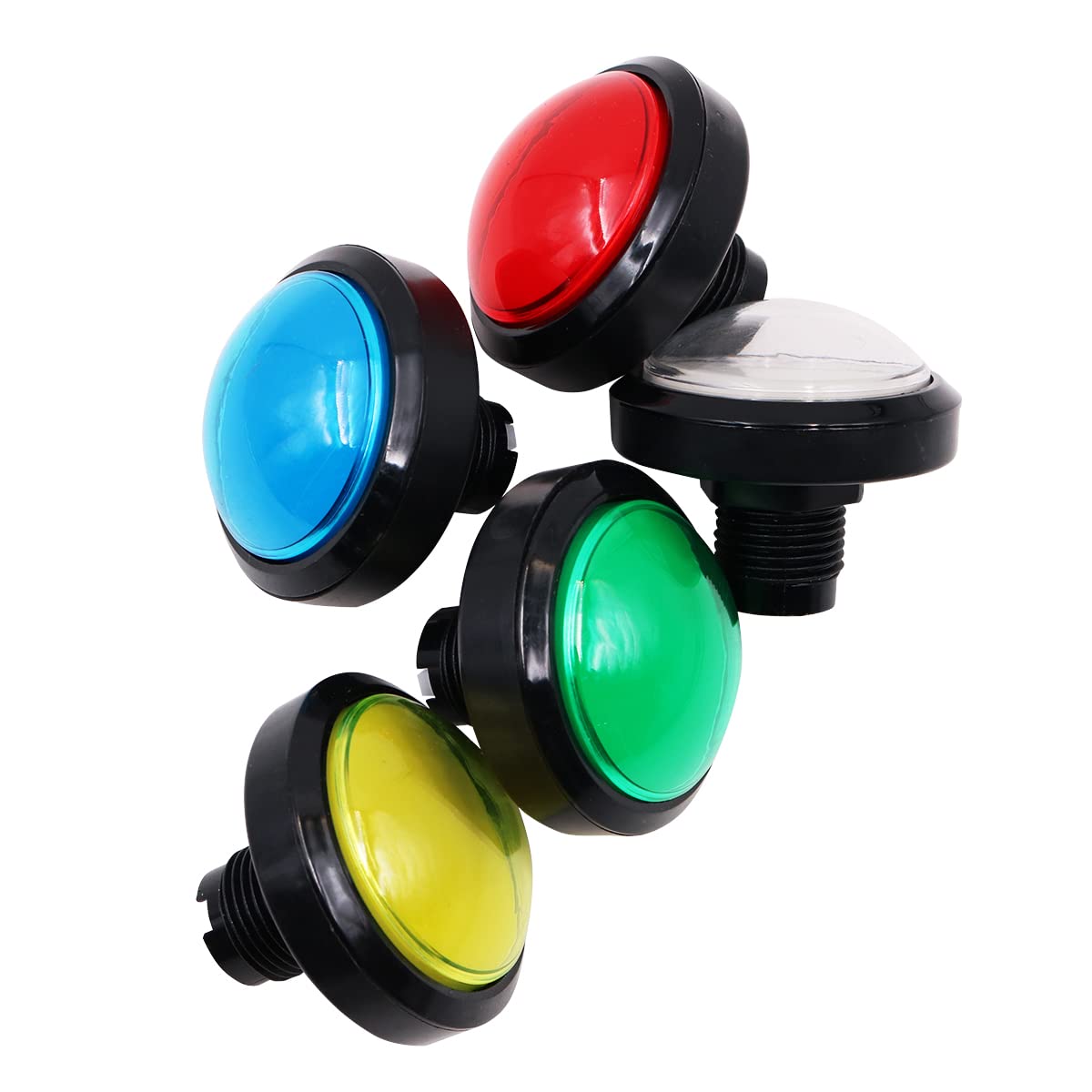 5 x 12V LED Pulsanti Illuminati Pulsante Invio Grande Pulsante Grande a 5 Colori per Arcade Pop's Music DJ Dance Machine - Diametro 60 mm