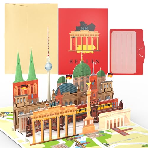 Joyoldelf Berlin Pop Up Karte, 3D Reisegutschein Geschenkkarte für Berlin Reise oder Flitterwochen, Gutscheinkarte, Reise Gutschein zum Geburtstag, Deutschland Geschenk Karte für Urlaub