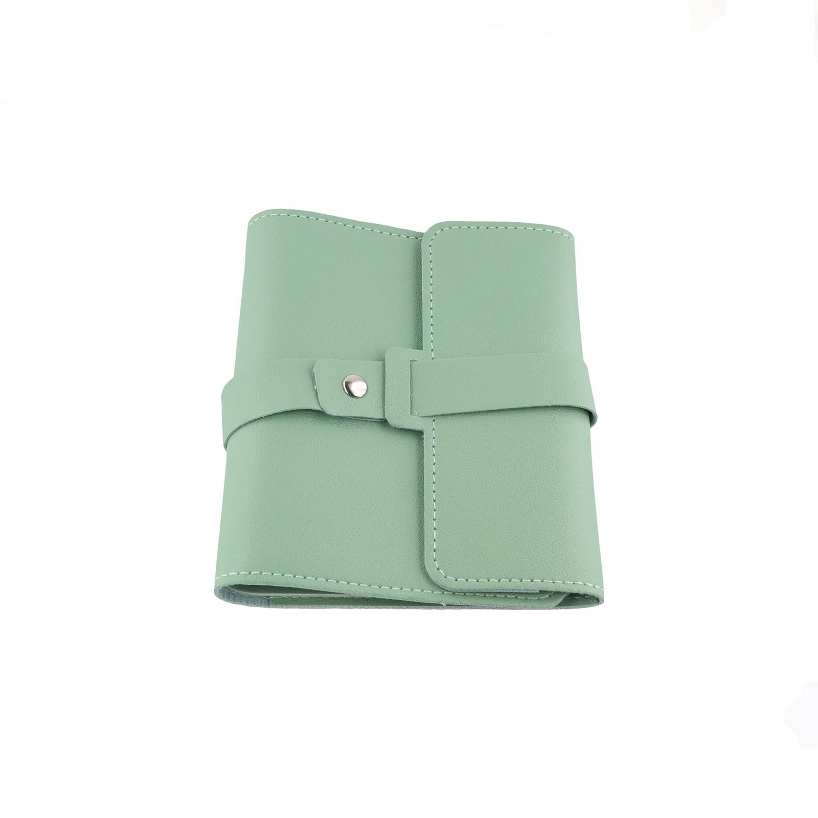 GUEDKIKL Green Ear Stud Storage Bag, Portable Jewelry Storage Organizer Multi-layer Foldable Storage Book for 42 Pairs Earring PU Leather Earring Case