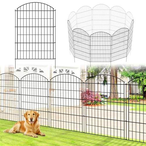 Thealyn Garden Fence 5 Panels Outdoor Rustproof Metal Dog Pet Fence Animal Barrier, Garden Fencing Panel Border for Yard Patio Flower Bed (81cm H x 71cm W (5 Panels, Length 3.5 m))