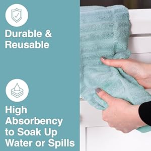 All clad solid kitchen towel highly absorbent 100 cotton 17×30 towel for cleaning drying dishes glassware or countertops 1 pack rainfall  urban country home decor