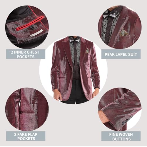 Stylish Men Suit Jacket Blazer Shawl Lapel One Button Slim Fit Long Sleeve Jacket Tuxedo Party Dinner2