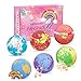 Panspace bombas de baño para niños, 6 bombas de baño naturales para niños con juguetes sorpresa en el interior, bombas de baño para niñas con adornos